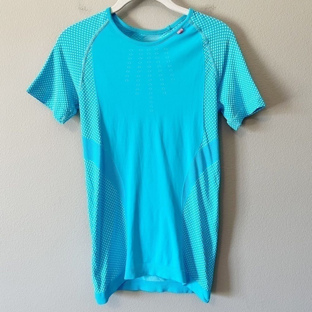 Sweaty Betty Seamless Short Sleeve Athletic Top Blue Size Small